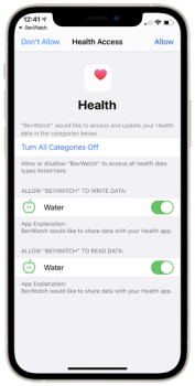 The premium version of BevWatch lets you integrate with the Health App.